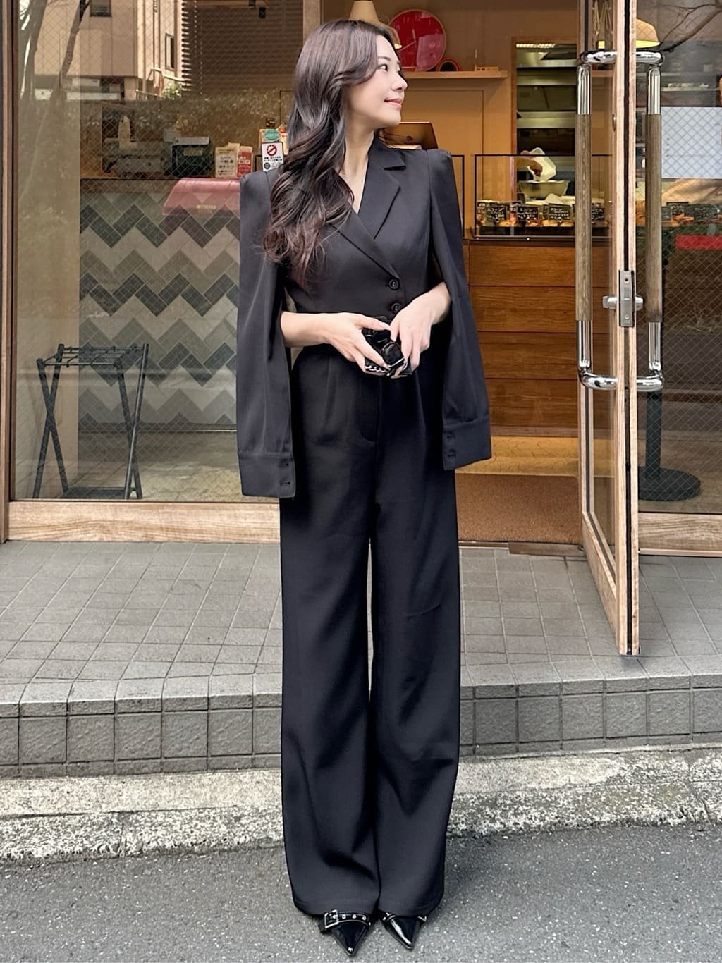 ROYAL PARTY｜【丈が選べる】ベルト付ケープ風オールインワン