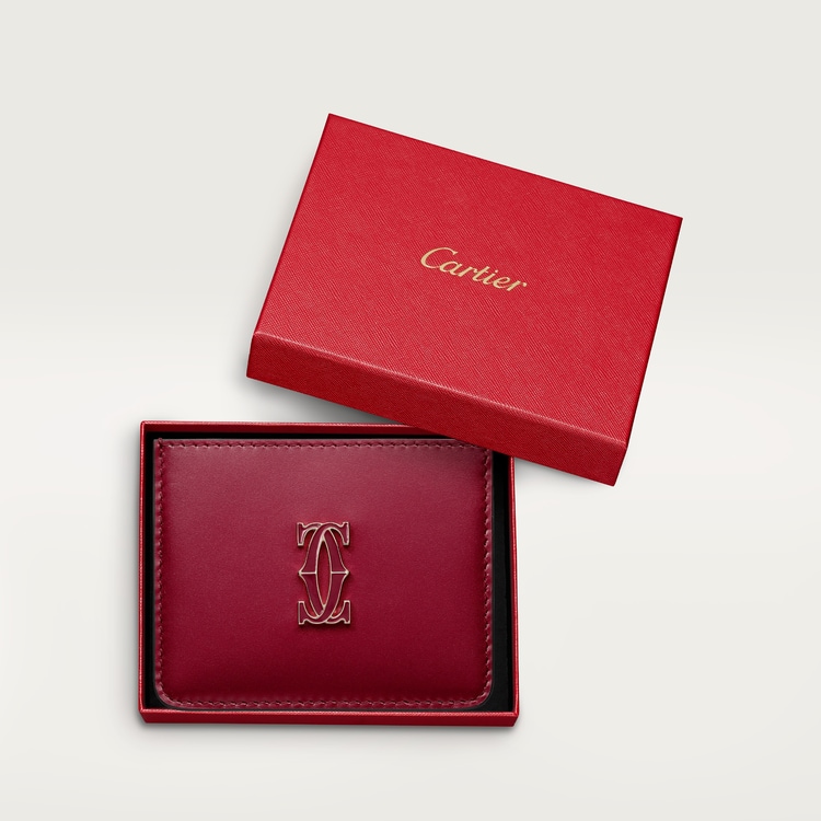CRL3001887 - Simple Card Holder, Double C de Cartier - Cherry red