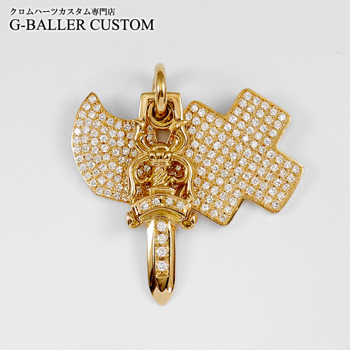 22Kクロムハーツ スリートリンケッツ パヴェダイヤモンドカスタム