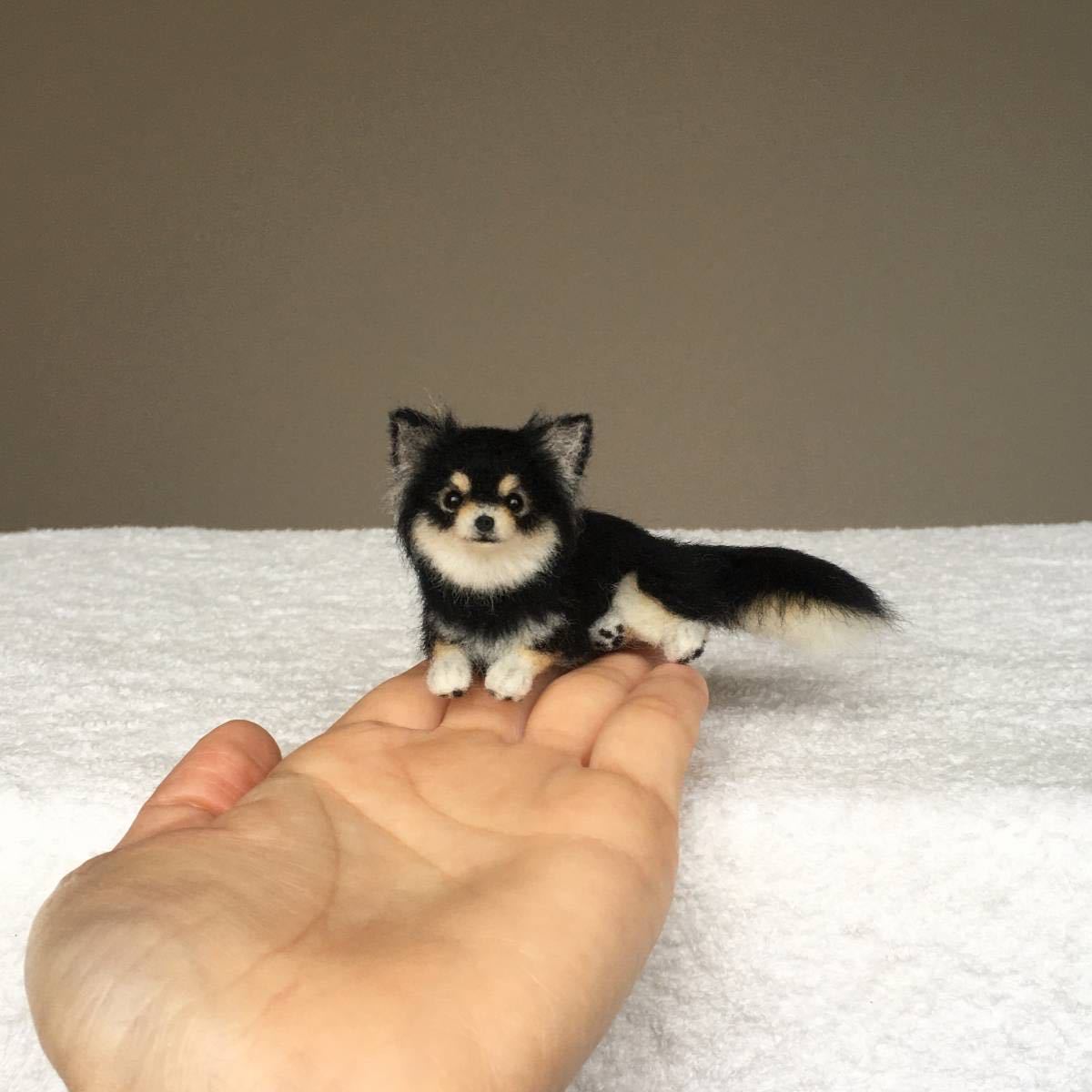 Yahoo!オークション - ぴのきち 4.8cmのブラックタンチワワちゃん 羊毛