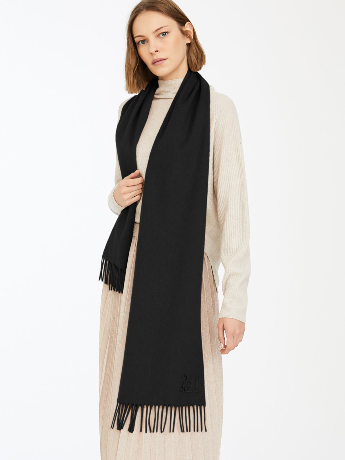 クララ] ピュア キャメル ストール, black | Max Mara