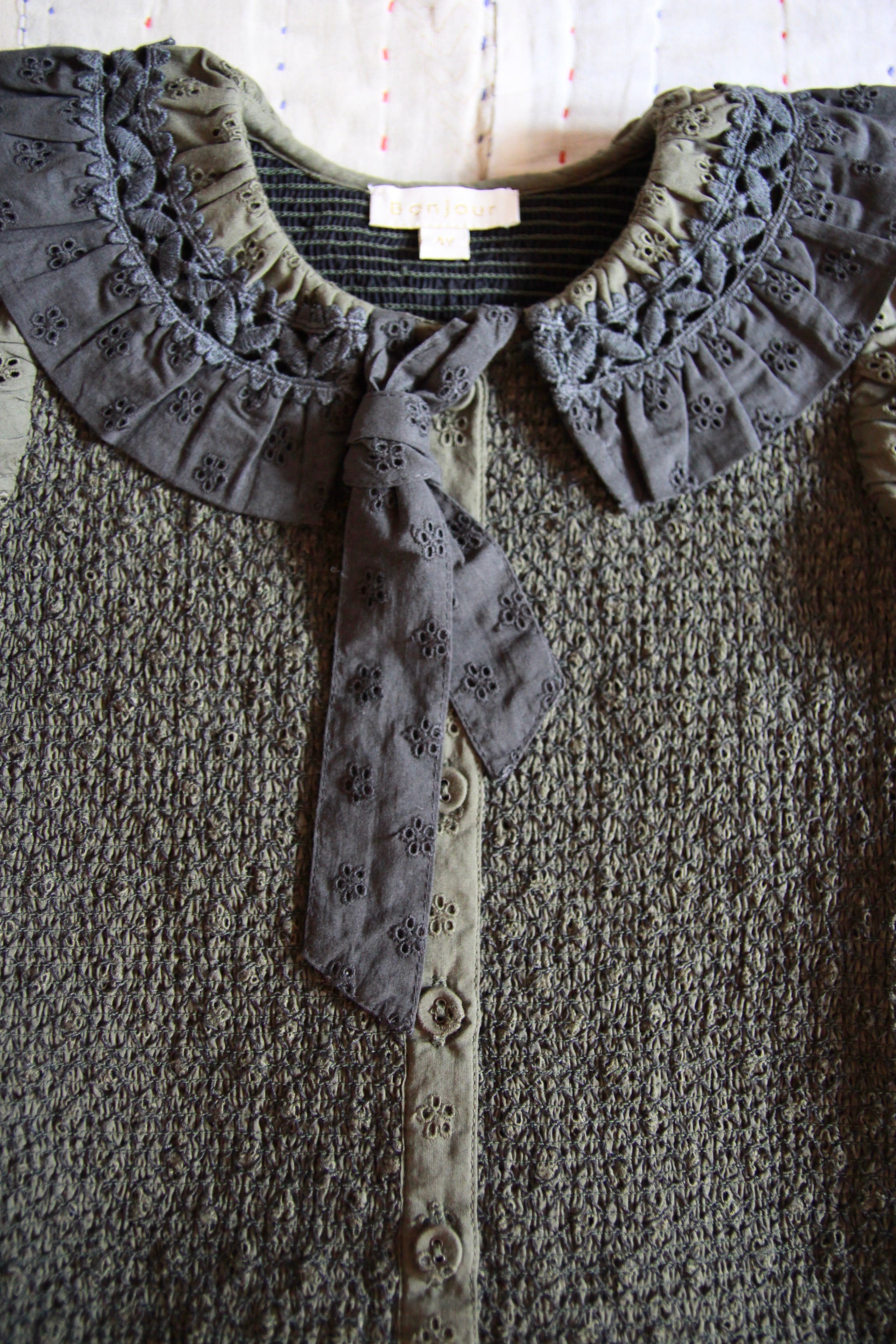 TIE TUNIQUE 2/3y, 4y, 6y - Kaki broderie anglaise / Bonjour Diary