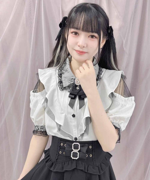 ROJITA（ロジータ）の「肩開きVラッフル切替半袖ブラウス（シャツ