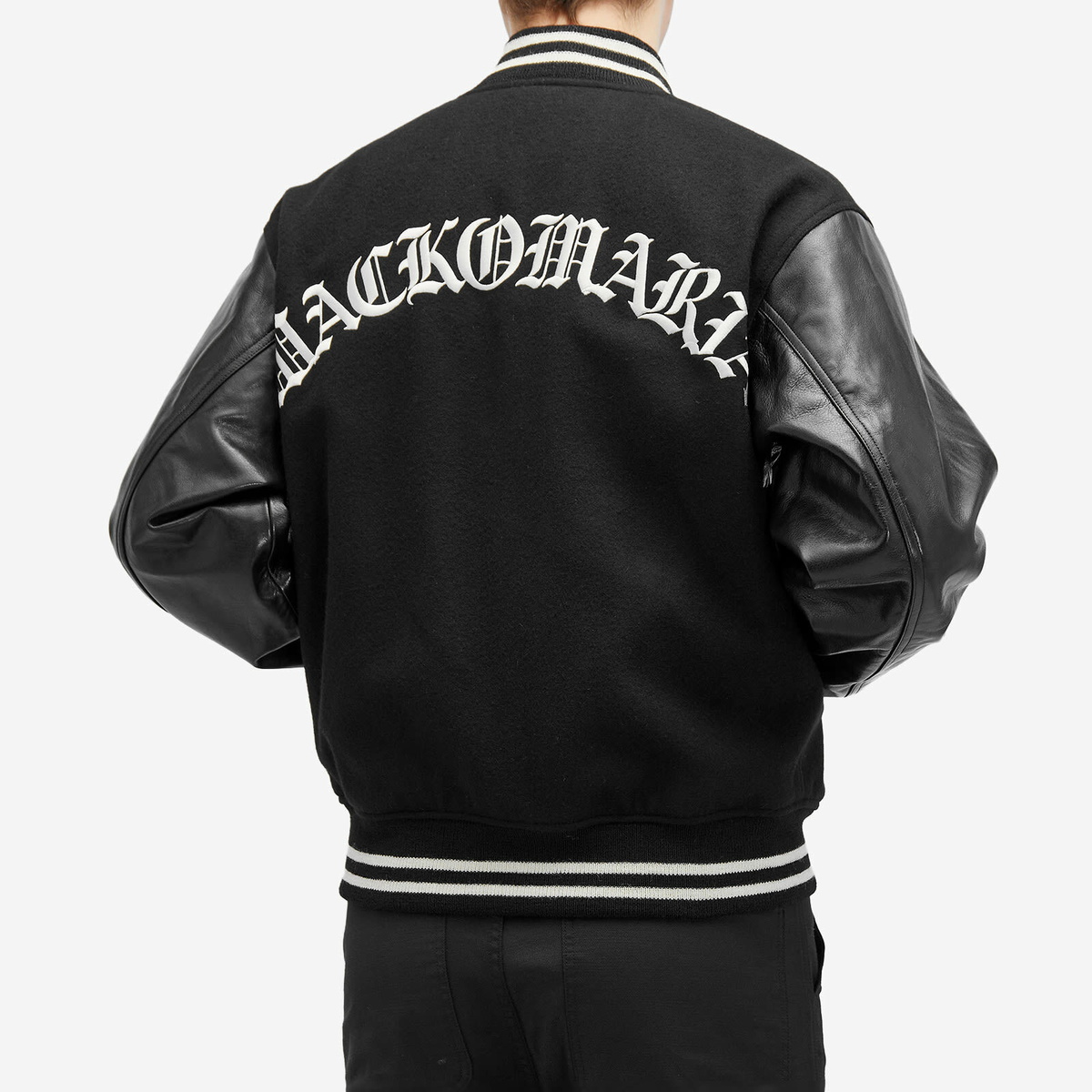 Wacko Maria Men's Type-2 Leather Varsity Jacket in Black Wacko Maria