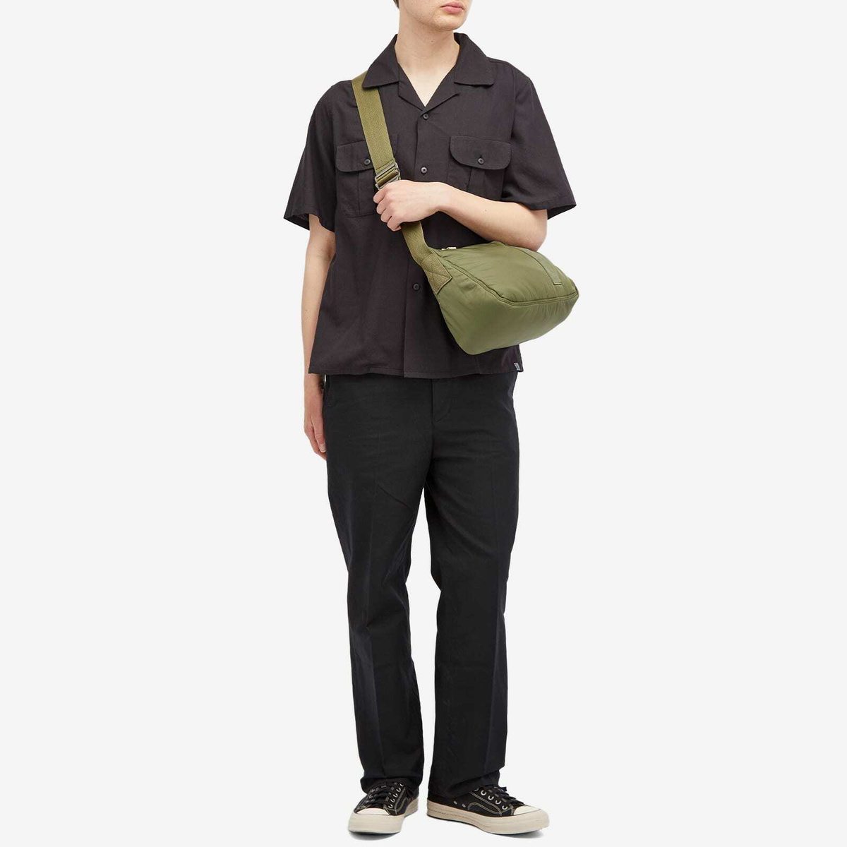 Visvim Men's Charlie II Nylon Cross Body Bag in Green Visvim