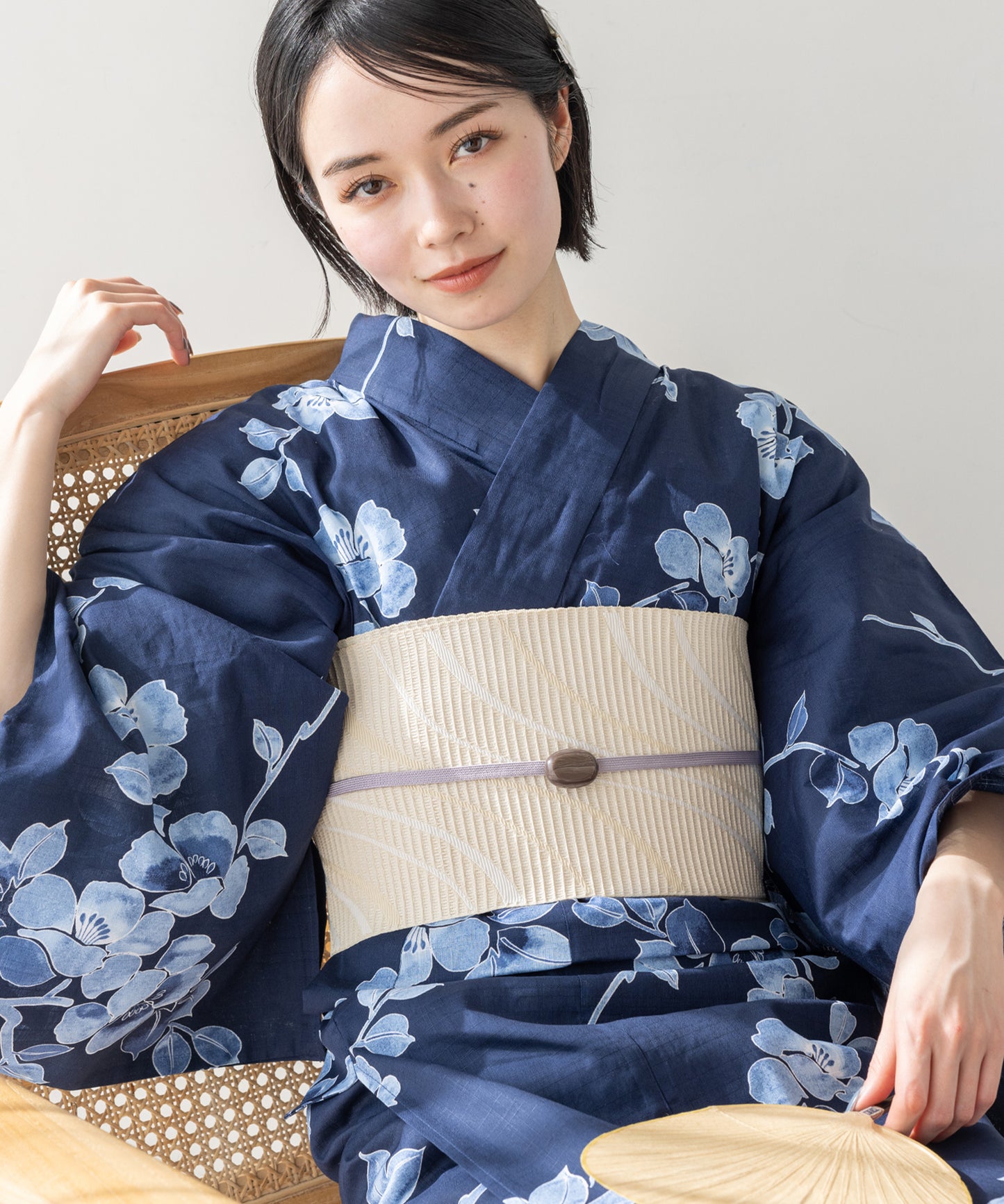 こだわり浴衣5点セット (浴衣/帯/下駄/腰紐/着付け冊子) 変わり織生地