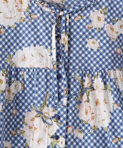 セール】 野ばらギンガムプリントチュニック （シャツ・ブラウス
