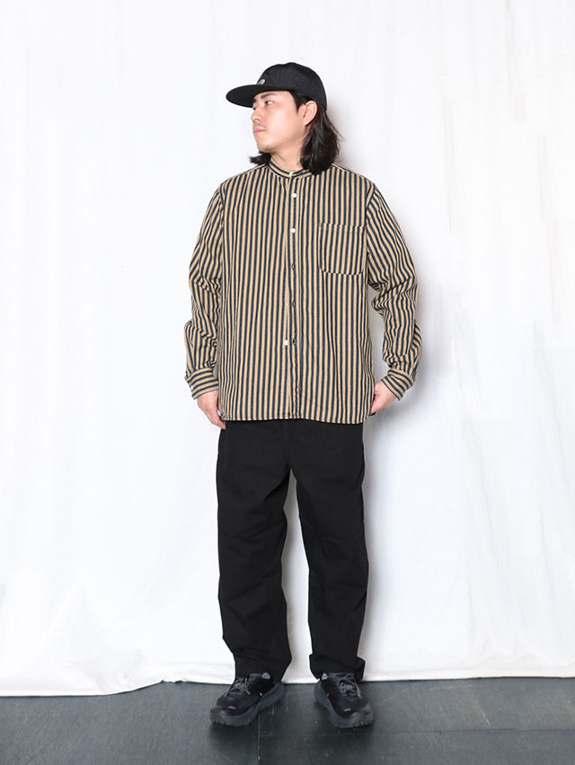 ヒッコリースタンドカラー長袖シャツ TIGRE BROCANTE