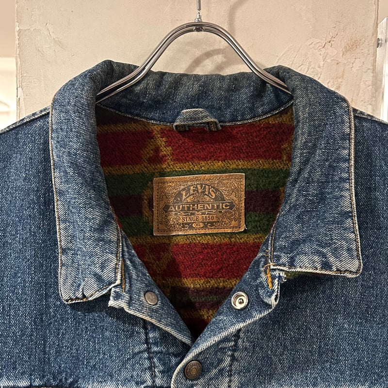 90s Levi's 70617 4891 デニムジャケット ネイティブ柄ブランケット USA