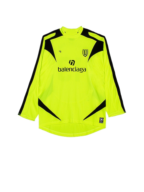 Balenciaga Long Sleeve Soccer T-Shirt in Fluo Yellow & Black | FWRD