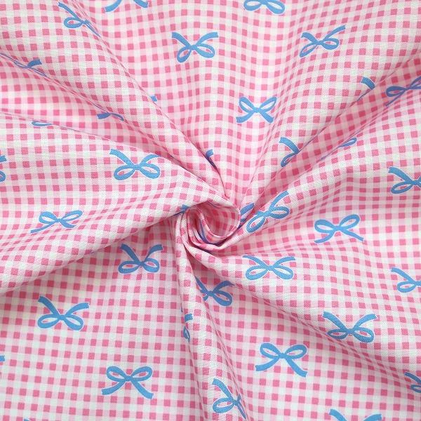 生地 布 チェックオンミニリボン ギンガムチェック風 韓国アイドル