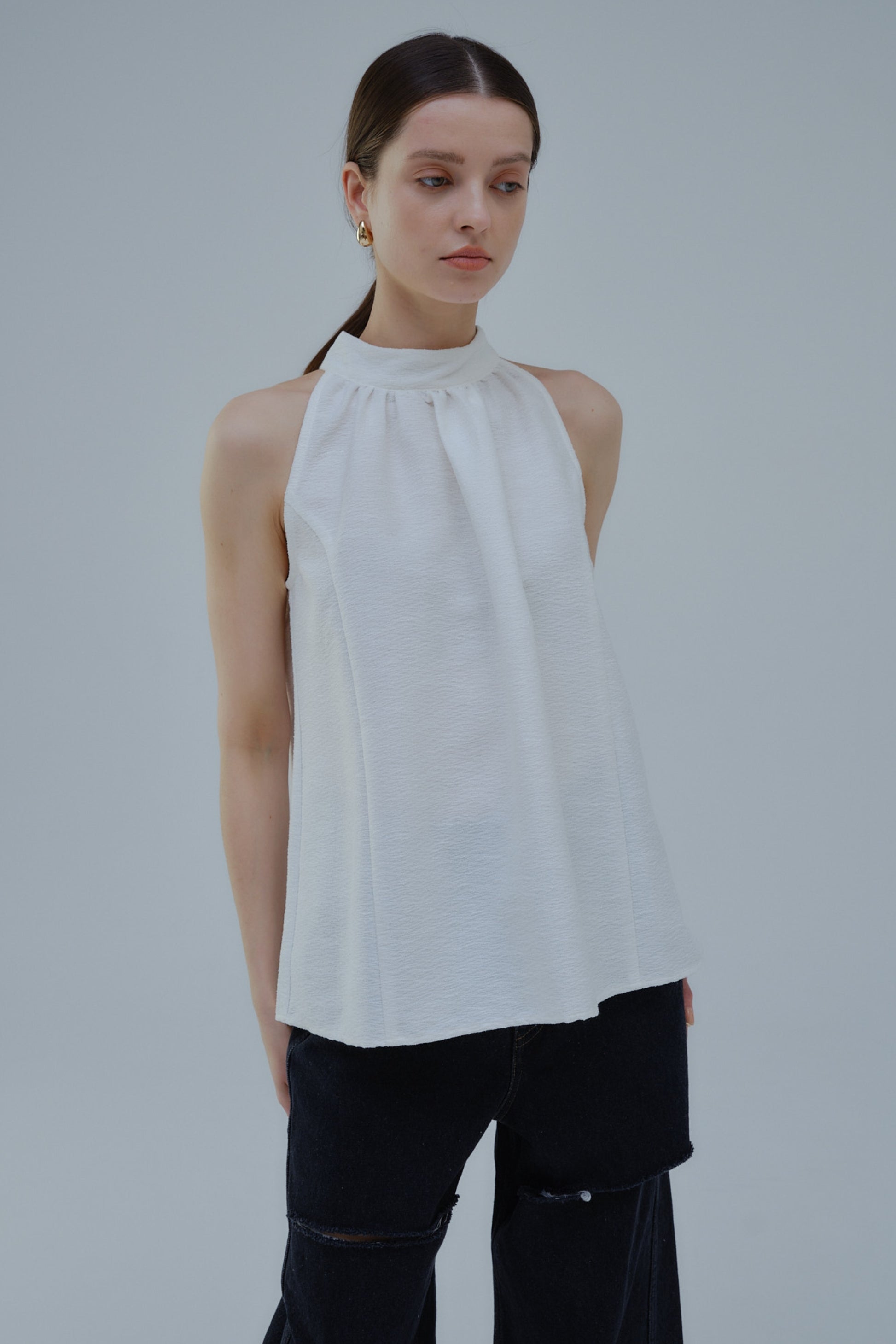 Halter neck tweed tops