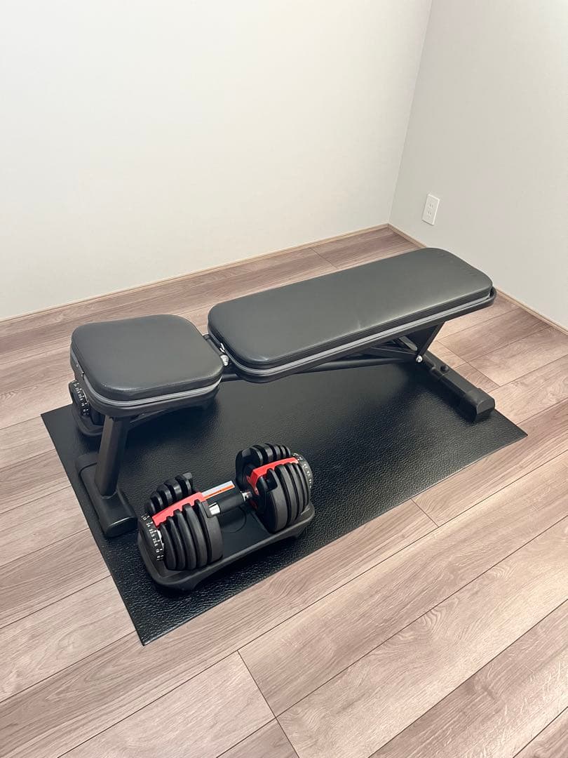 りんご【現地渡し限定】調整可能トレーニングベンチ ダンベルセット WILD FIT（ワイルドフィット） ダンベルセット 30kg 黒ラバー / 筋トレ