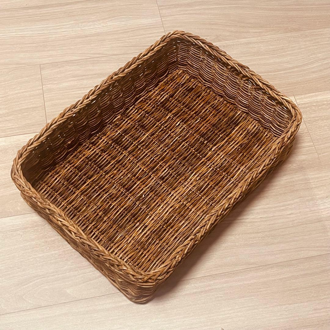 お取り置き　中古天然素材 アケビの長方形大/中バスケット二個組 ちどり産業 バスケット ふた付き PPテープバスケット 約 幅38.2×奥行