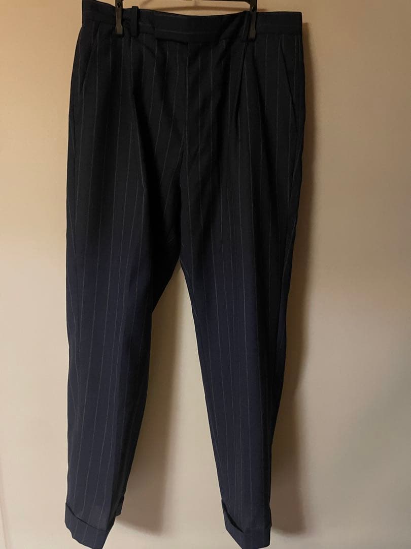 wacko mariaスラックス ネイビー WACKO MARIA (ワコマリア) DOUBLE PLEATED CHINO TROUSERS (ツータック