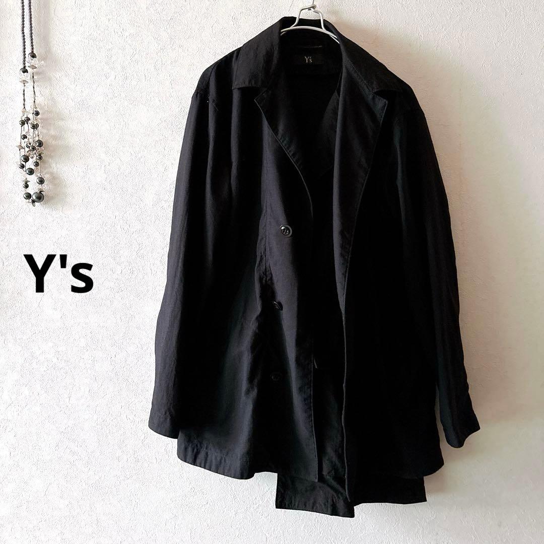 希少✨ Y's アシンメトリー テーラードジャケット 変型 ブラック22ss 予約販売】テーラードジャケット 千鳥格子柄 パイピング バイカラー