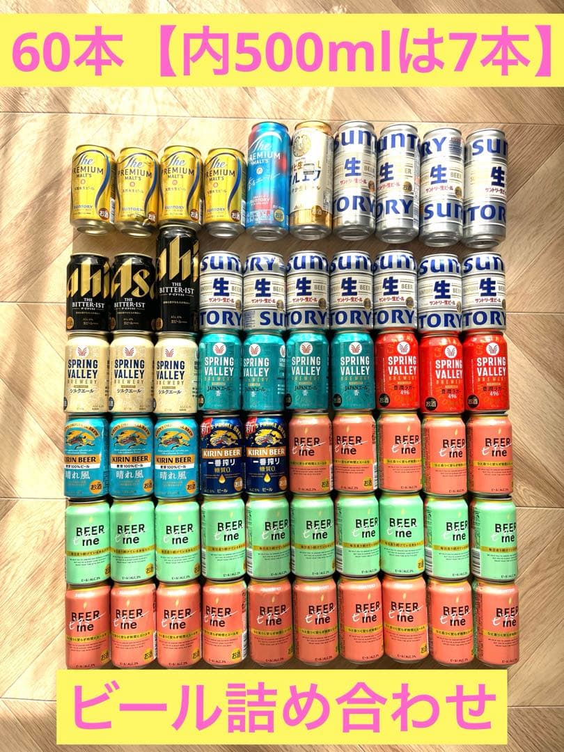 ビール　詰め合わせ　60本（内500ml 7本） sd1_ac54d6bad0044b5821f659a439