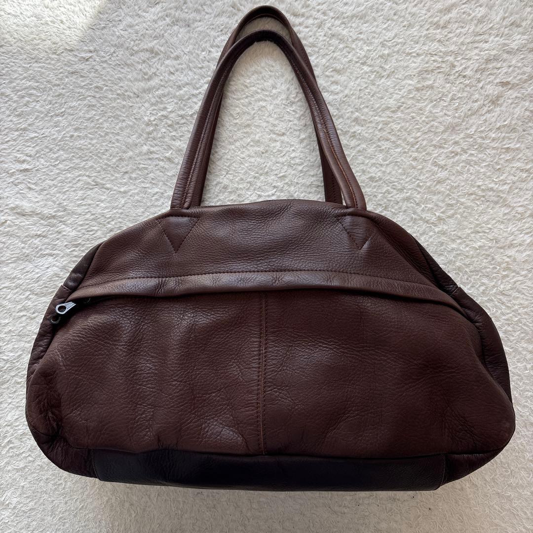 Mr.OLIVE ウォータープルーフ　レザーボストンバック　ブラウン MR.OLIVE｜ウォータープルーフ ウォッシャブルレザー/ドレープ