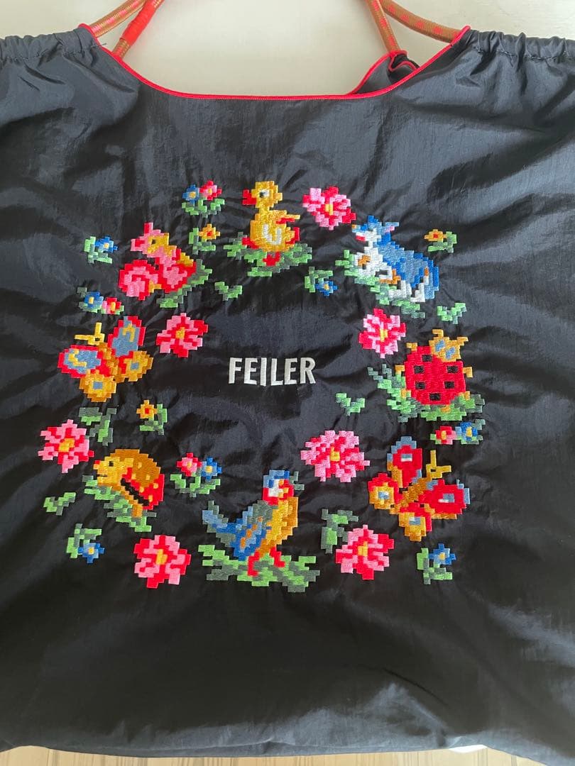 FEILER ☆ハイジ刺繍エコバッグ ☆黒☆L☆正規品 正規品】フェイラー エコバッグL ハイジ トートバッグ ボールアンド