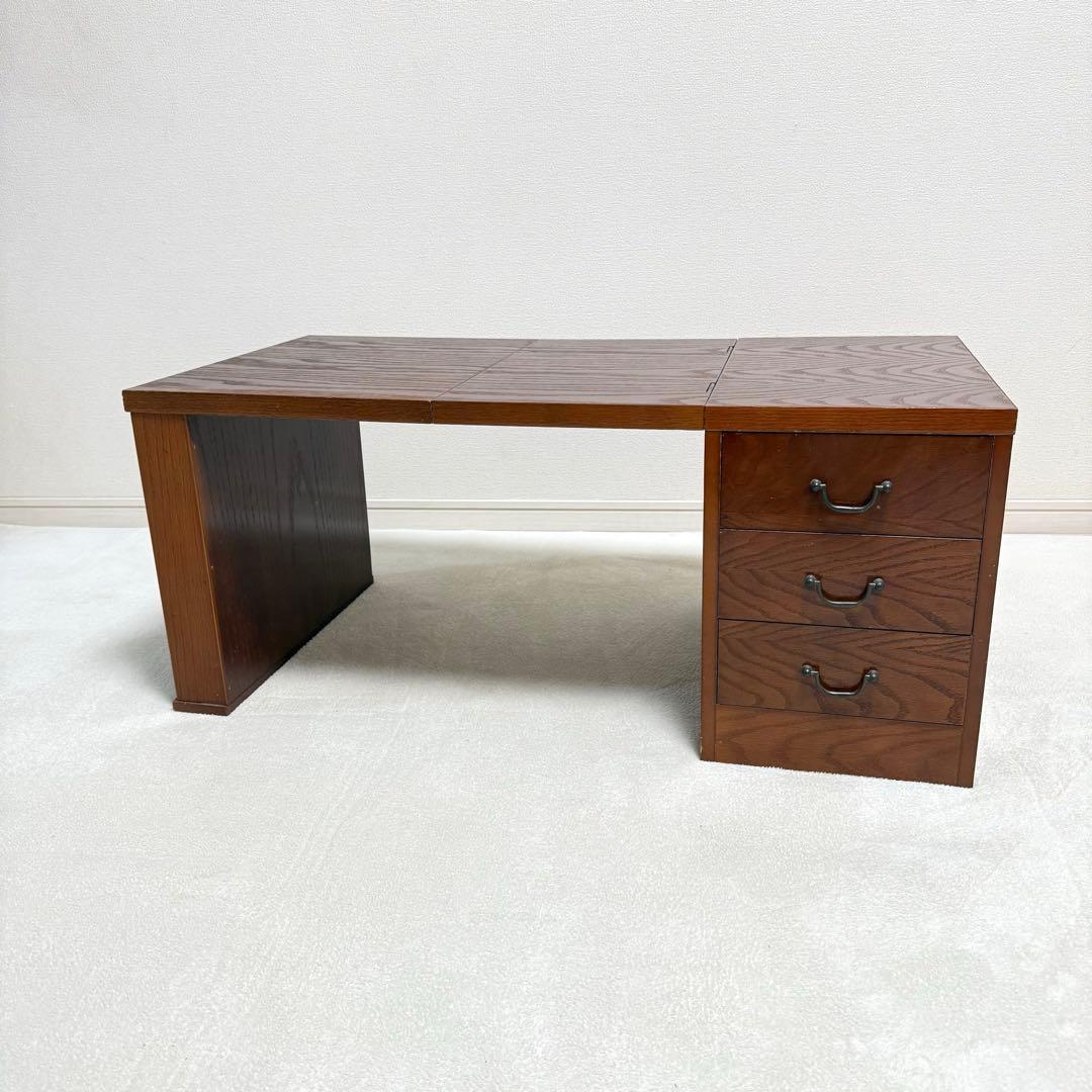 折りたたみ　文机　書斎机　座卓　レトロ　アンティーク　引き出し付 文机 座机 書斎机 FK-490 文机30 鍵付 幅90cm 静岡県産 国産 日本製