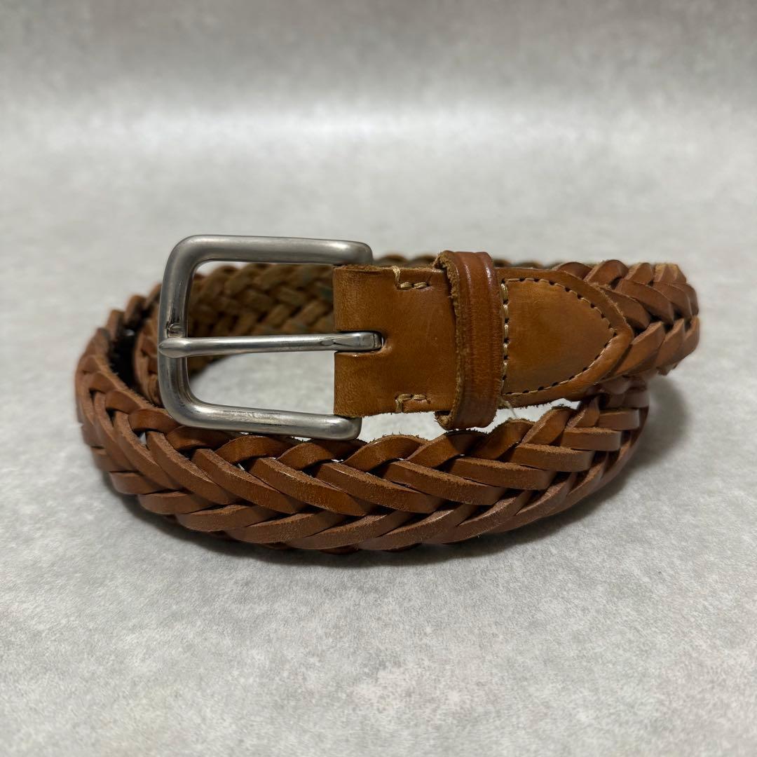【ホワイトハウスコックス】レザーベルト　編み込み　ニュートン　30/75 今だからの定番品＜Whitehouse Cox(ホワイトハウスコックス）>メッシュ