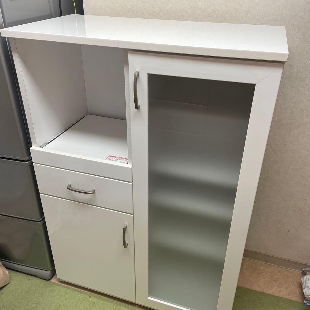 3/17迄【送料込】ニトリ 食器棚 Nポスティア レンジボード 幅80　食器棚 ニトリ（NITORI） 幅80cm レンジボード (コパンT 80MRB DBR) キッチン