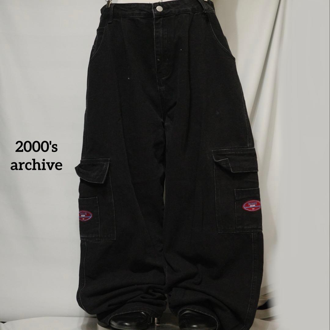パンツ 2000's archive Black buggy denim y2k Y2k Black Baggy Jeans | Techwear