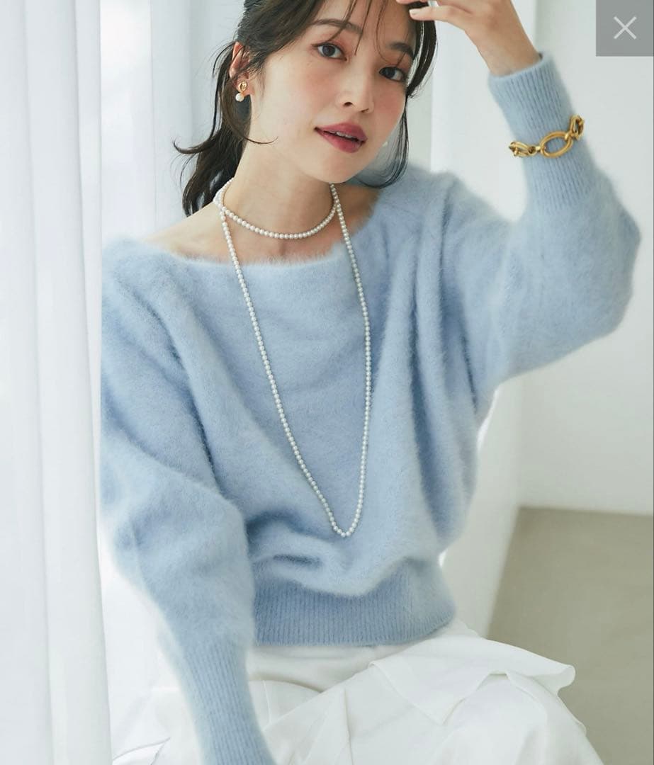 【美品】ラブティックボンボン　ヘアリーウールカシミア混オフショルニット ヘアリーウールカシミヤ混オフショルニット | La boutique BonBon(ラブ