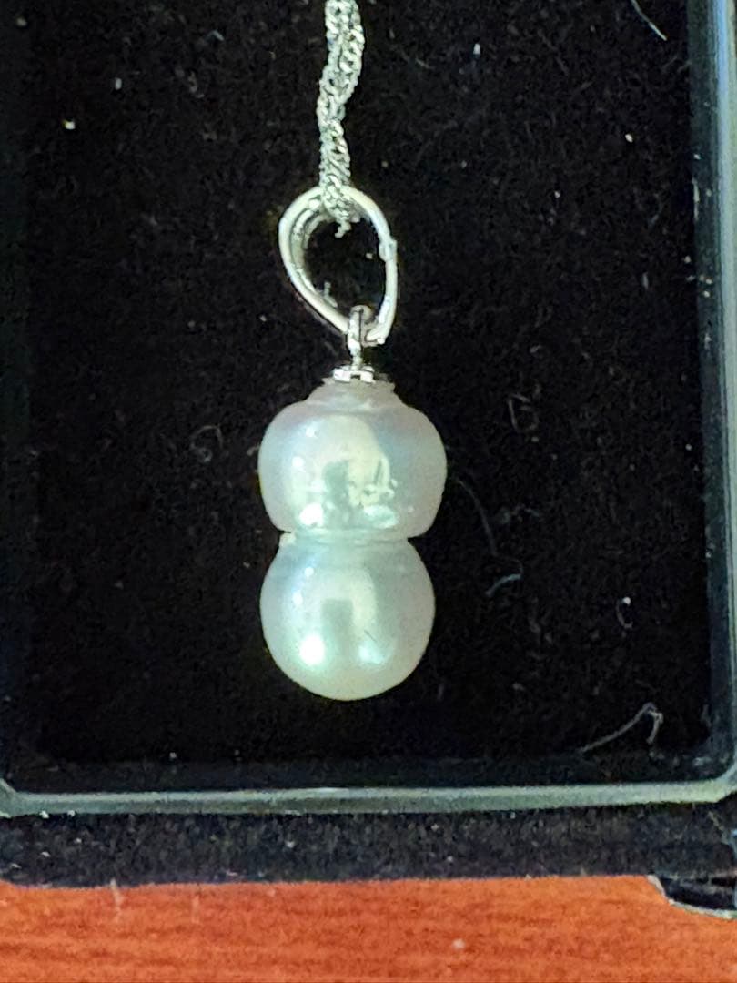 真珠ペンダント ツインパールネックレス プラチナ アコヤ真珠 ツインパールネックレス ペンダント ナチュラルグレー