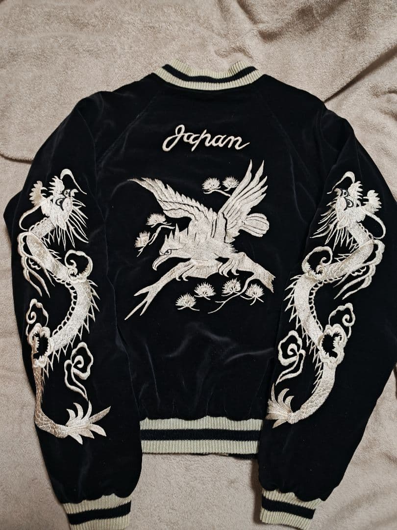 SEVEN ２面用 別珍 ワシ龍 日本限定 スカジャン レーヨン vintage Japanesque 龍虎鷹刺繍サテン/別珍リバーシブルスカジャン