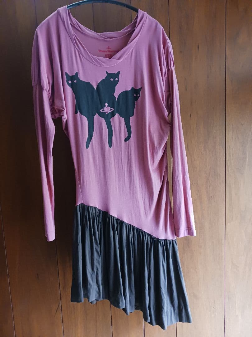 ヴィヴィアンウエストウッド 黒猫 アシンメトリー長袖チュニック Vivienne Westwood ANGLOMANIA ヴィヴィアンウエストウッドアングロ