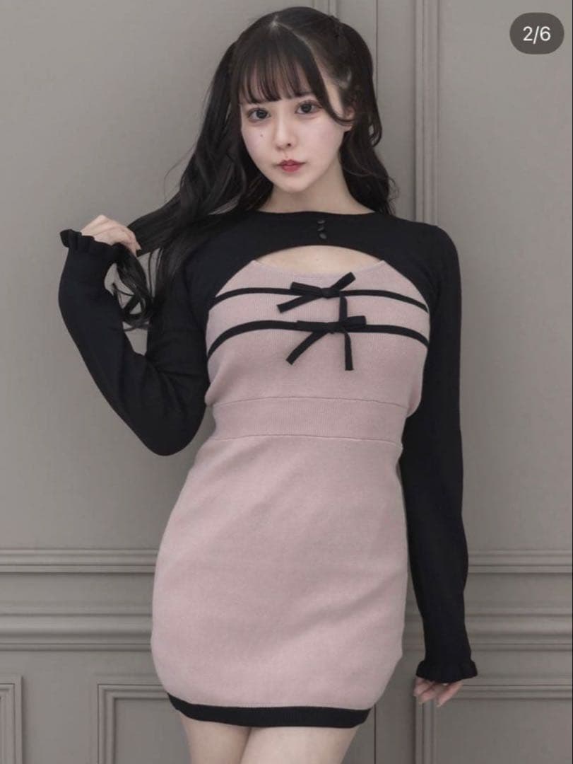 pium ピウム リボンテープレイヤードニットワンピース リボンテープレイヤード半袖ニットワンピ – pium