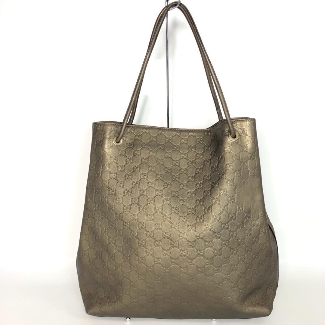 GUCCI グッチ グッチシマ レザー ブラウン トートバッグ レディース 美品 グッチ GGキャンバス 002 1099 レザー トート バッグ 肩掛け