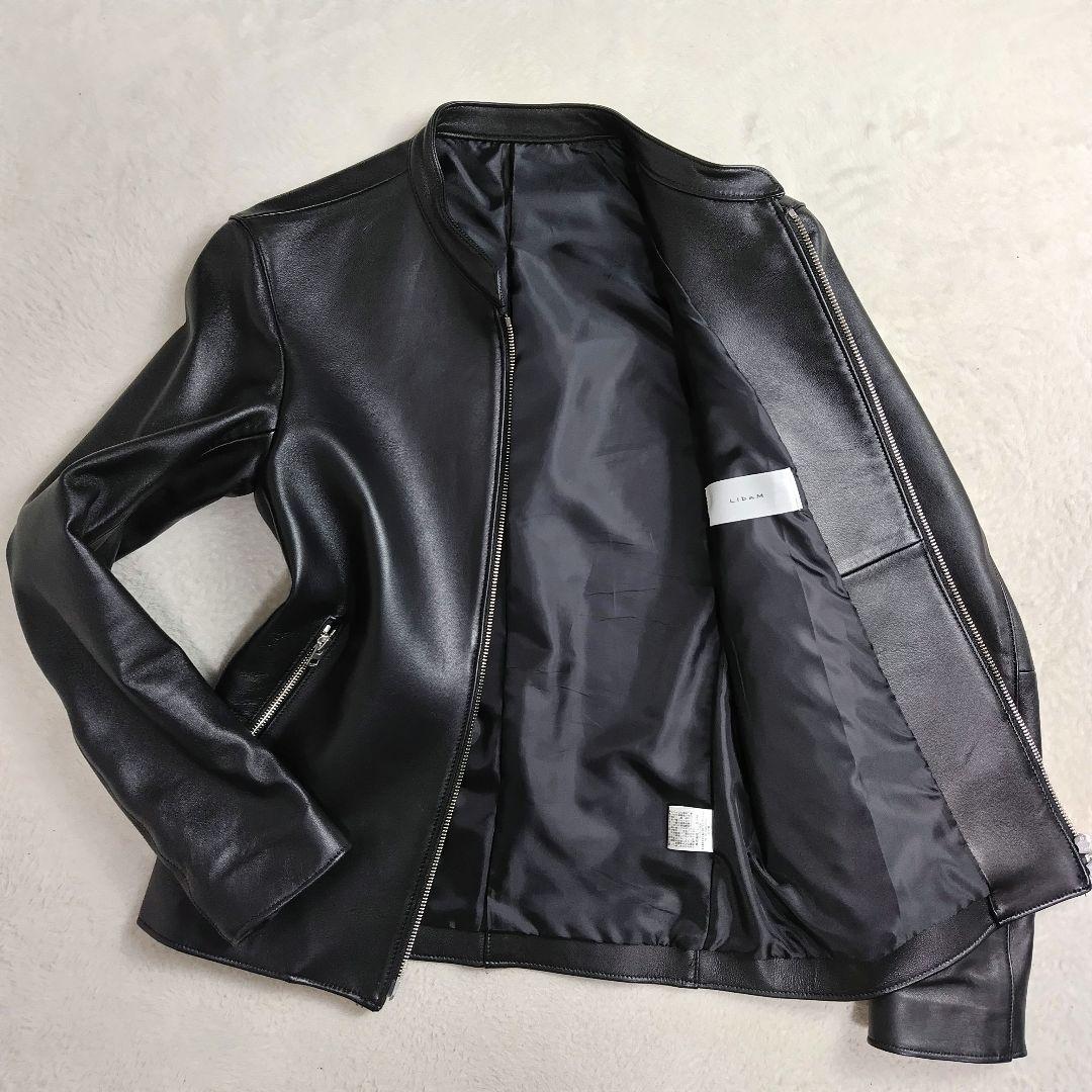 ✨極美品✨リドム シングルライダース ジャケット M ラムレザー 黒 本革 リドム 極美品 最高級リアルラムレザー シングルライダースジャケット