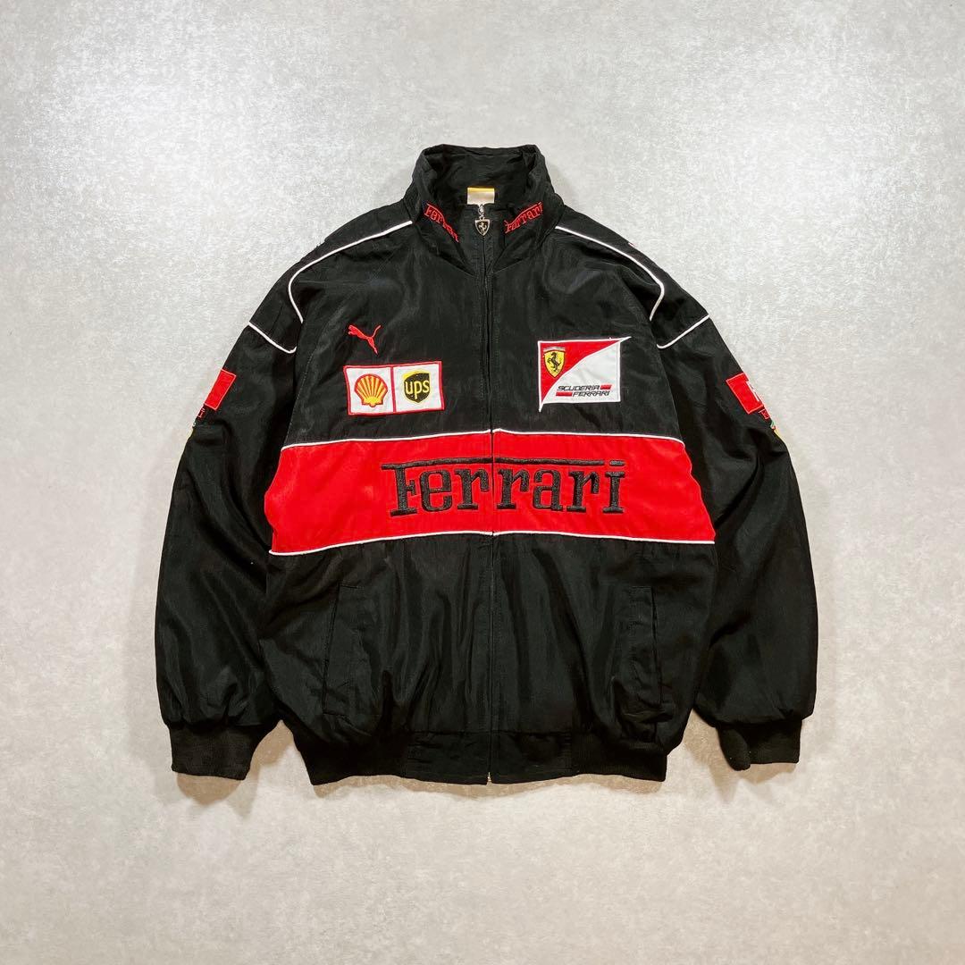 Ferrari F1 レーシングジャケット ナイロン 中綿入り フェラーリ Ferrari フェラーリ F1 レーシングジャケット ブルゾン 刺繍 中綿 M